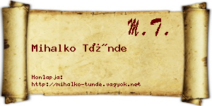 Mihalko Tünde névjegykártya